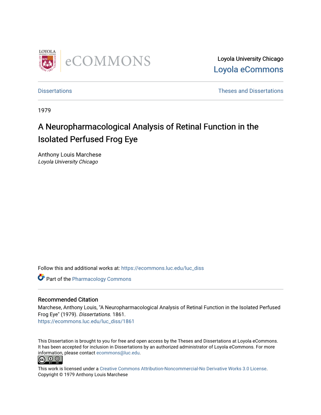 A Neuropharmacological Analysis of Retinal Function in the Isolated Perfused Frog Eye