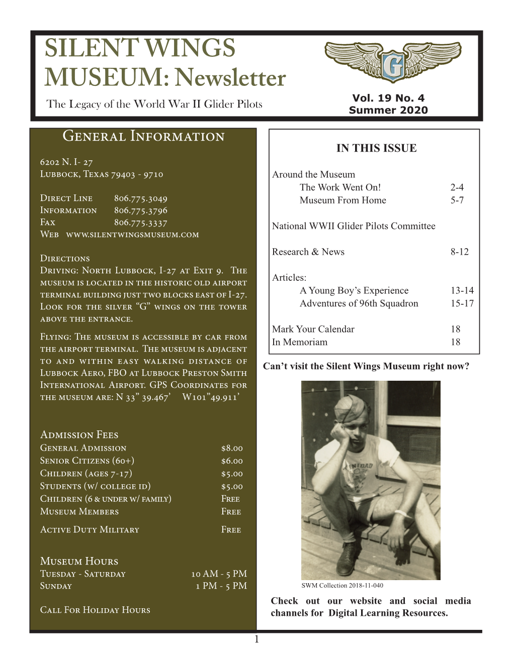 SILENT WINGS MUSEUM: Newsletter the Legacy of the World War II Glider Pilots Vol