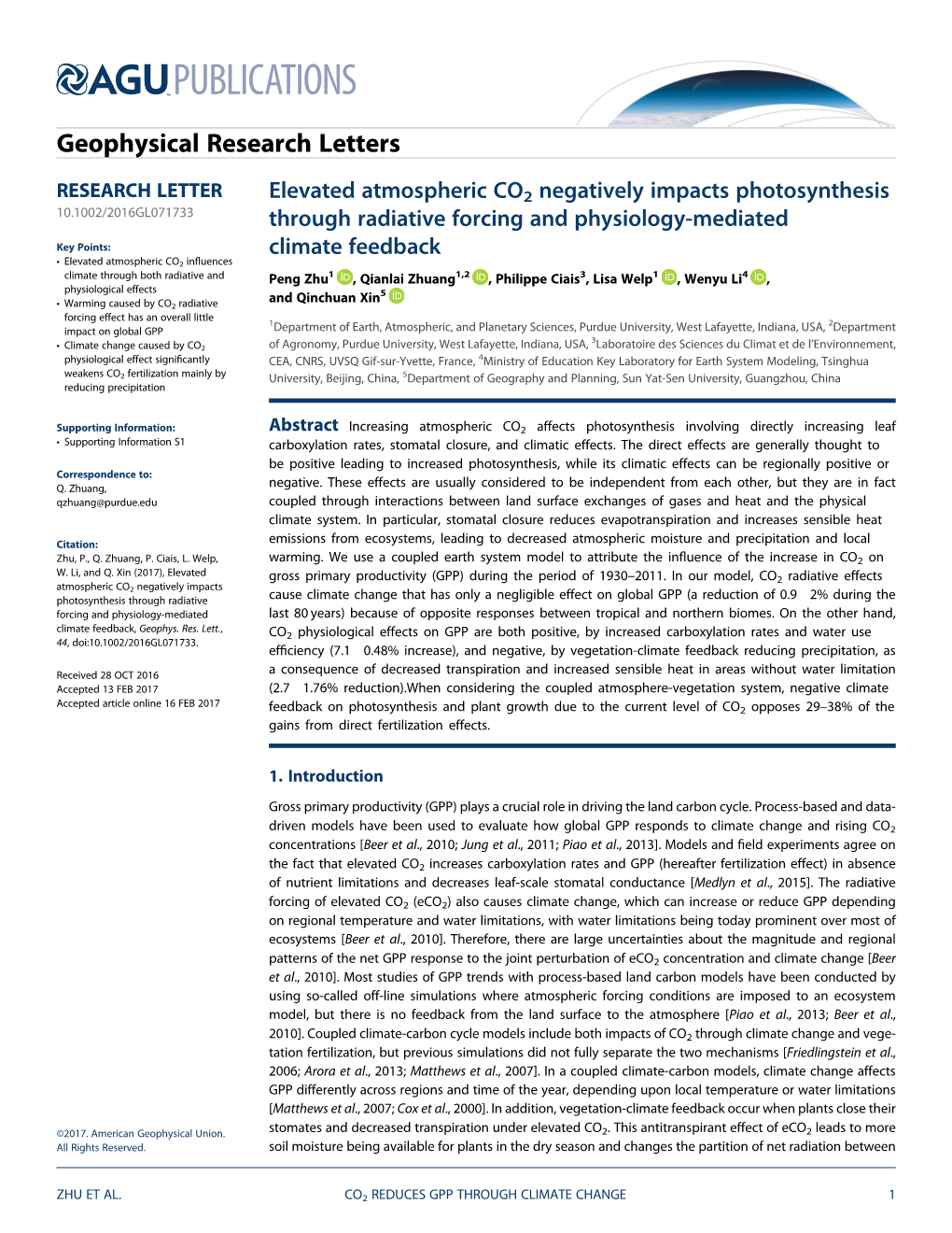 Elevated Atmospheric CO2 Negatively Impacts Photosynthesis Through