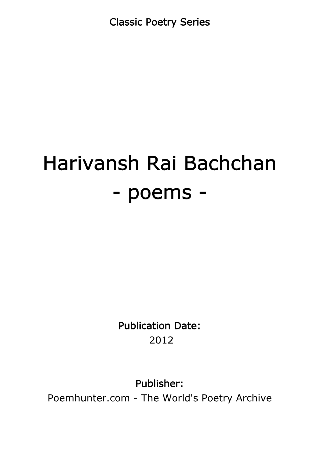 Harivansh Rai Bachchan - Poems