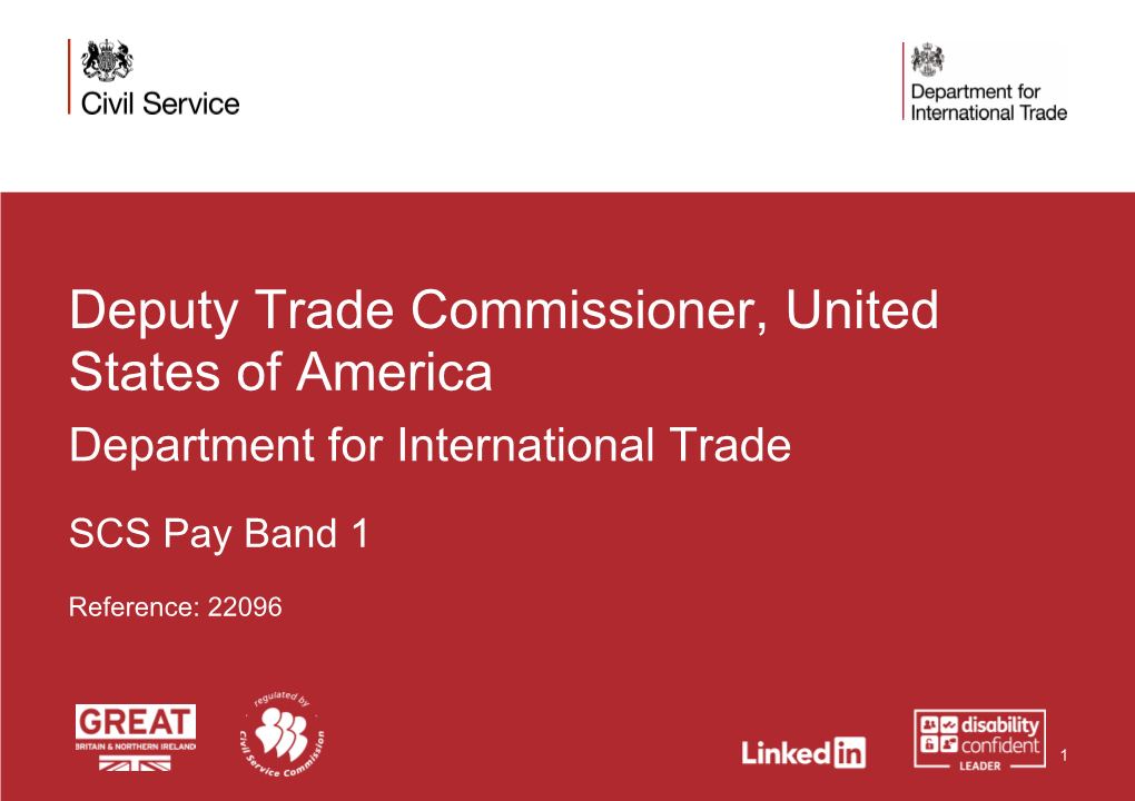 Deputy Trade Commissioner, United States of America Department for International Trade