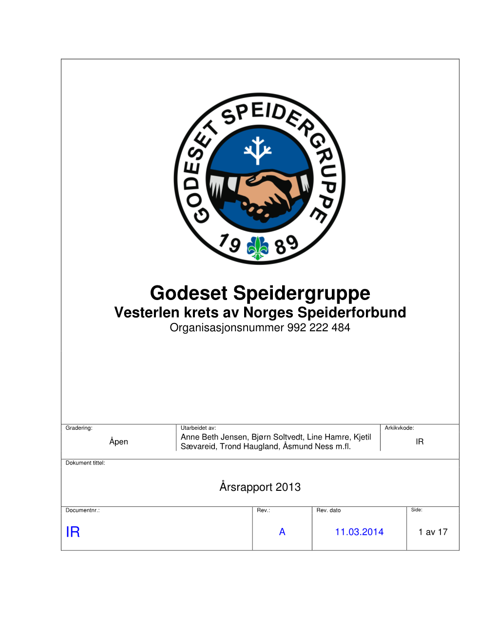 8 Rapport Fra Virksomheten I Godeset Speidergruppe