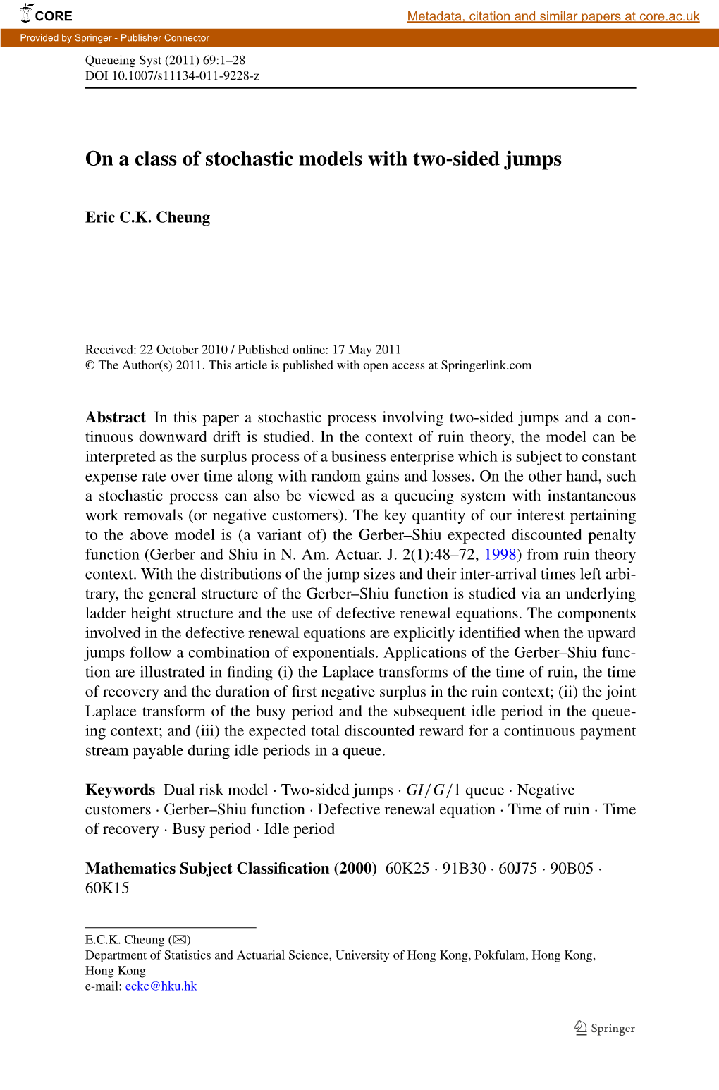 On a Class of Stochastic Models with Two-Sided Jumps