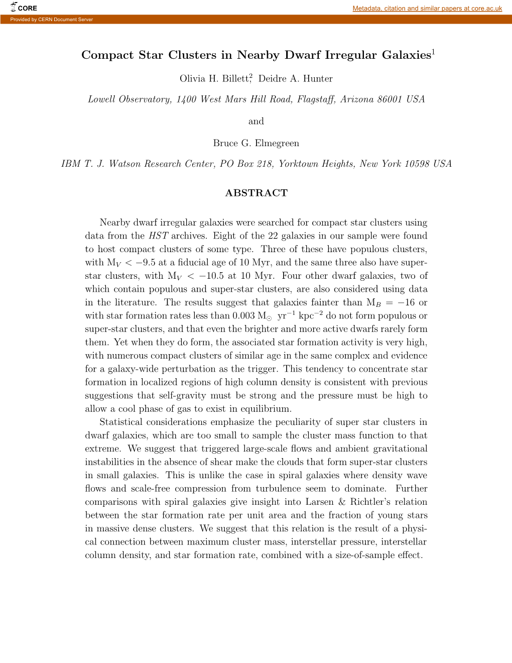 Compact Star Clusters in Nearby Dwarf Irregular Galaxies1