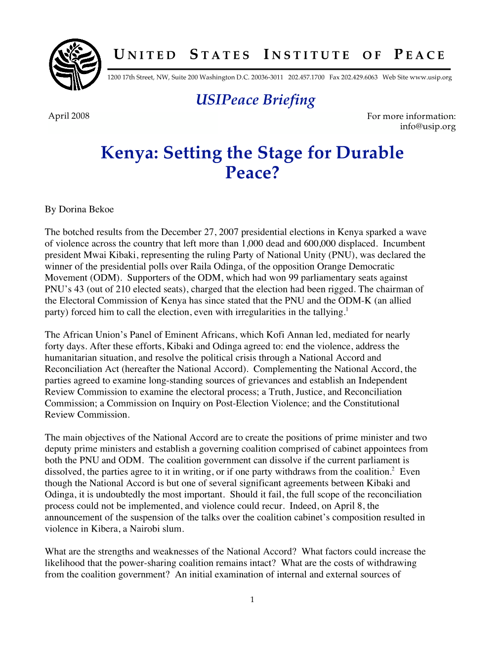 Kenya: Setting the St Age for Durable Peace?