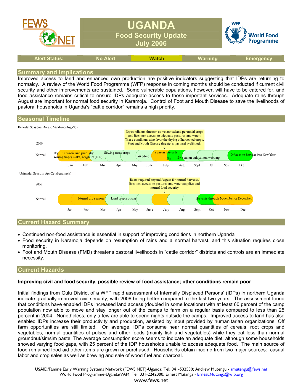 Uganda Food Security Update, June 2006