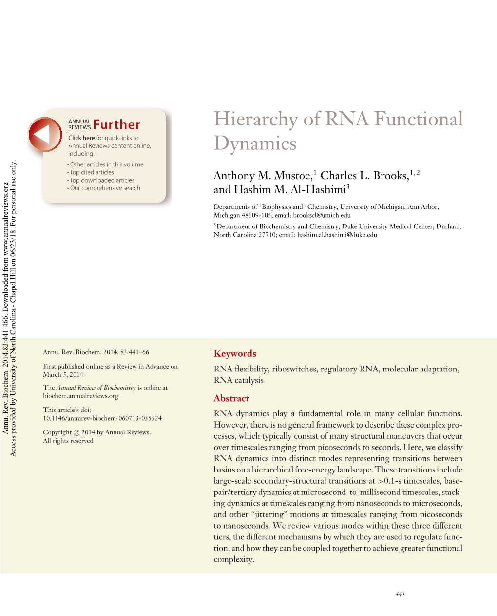 Hierarchy of RNA Functional Dynamics