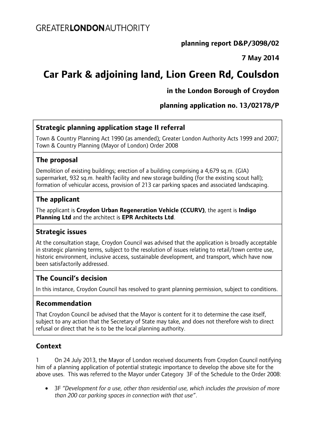 Car Park & Adjoining Land, Lion Green Rd, Coulsdon