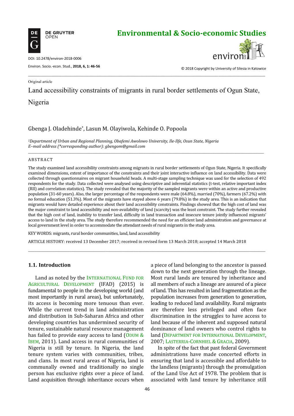 Environmental & Socio-Economic Studies