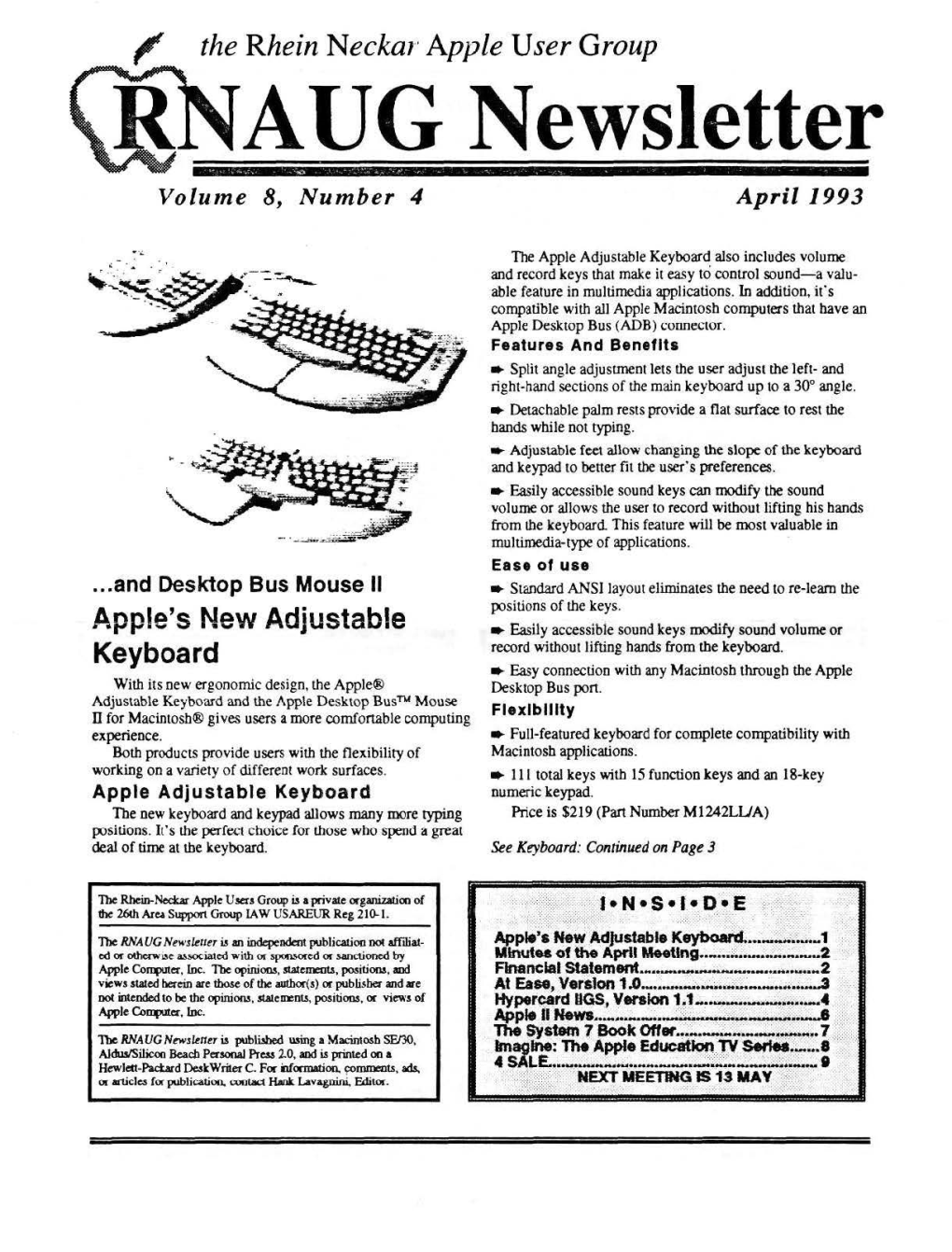 AUG Newsletter Volu1ne 8, Number 4 April 1993