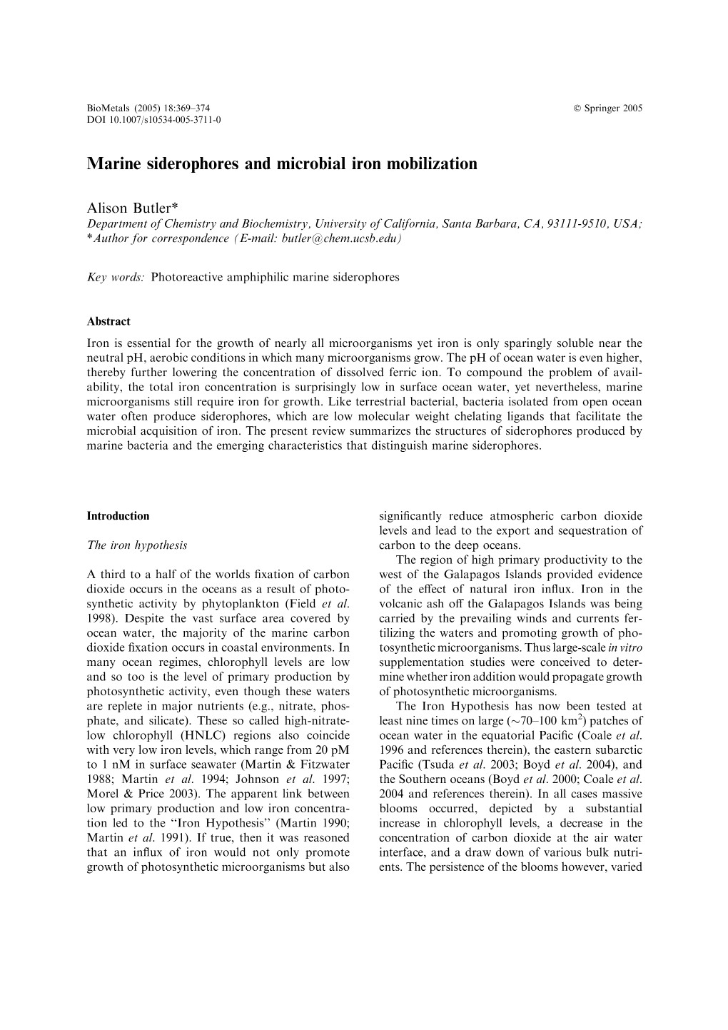 Marine Siderophores and Microbial Iron Mobilization