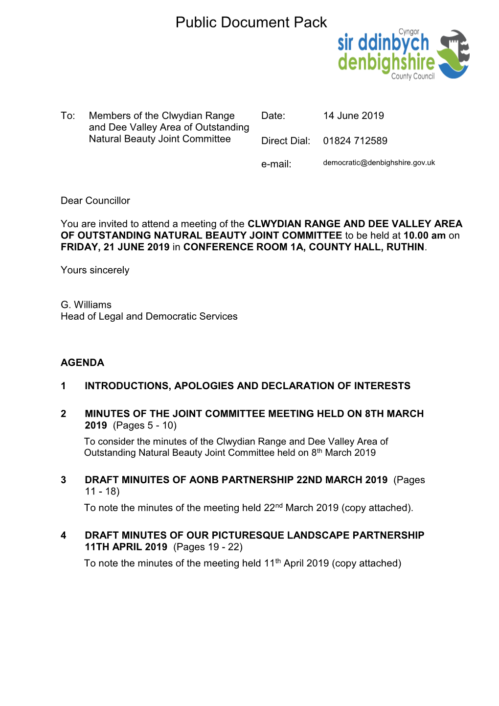 (Public Pack)Agenda Document for Clwydian Range and Dee Valley