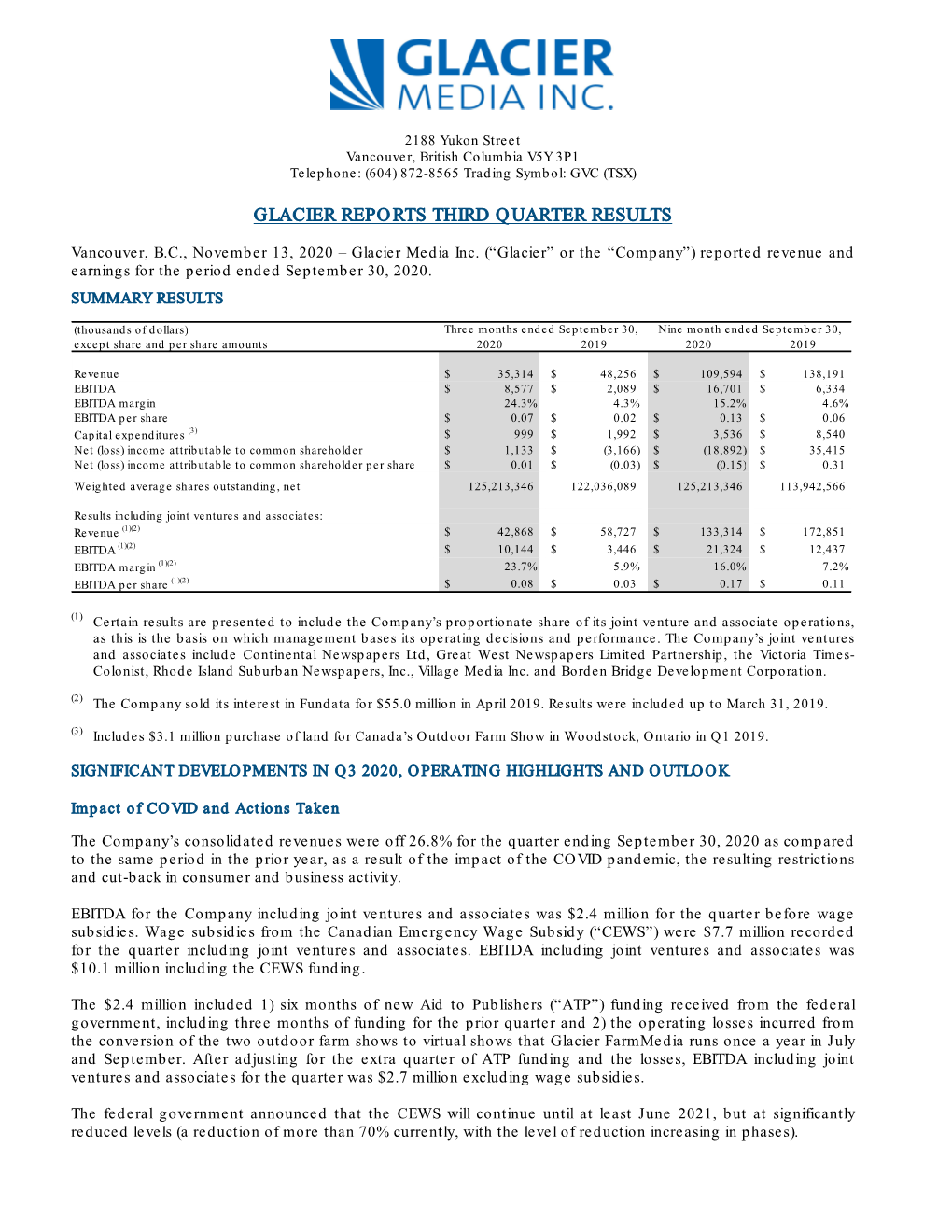 Results Press Release