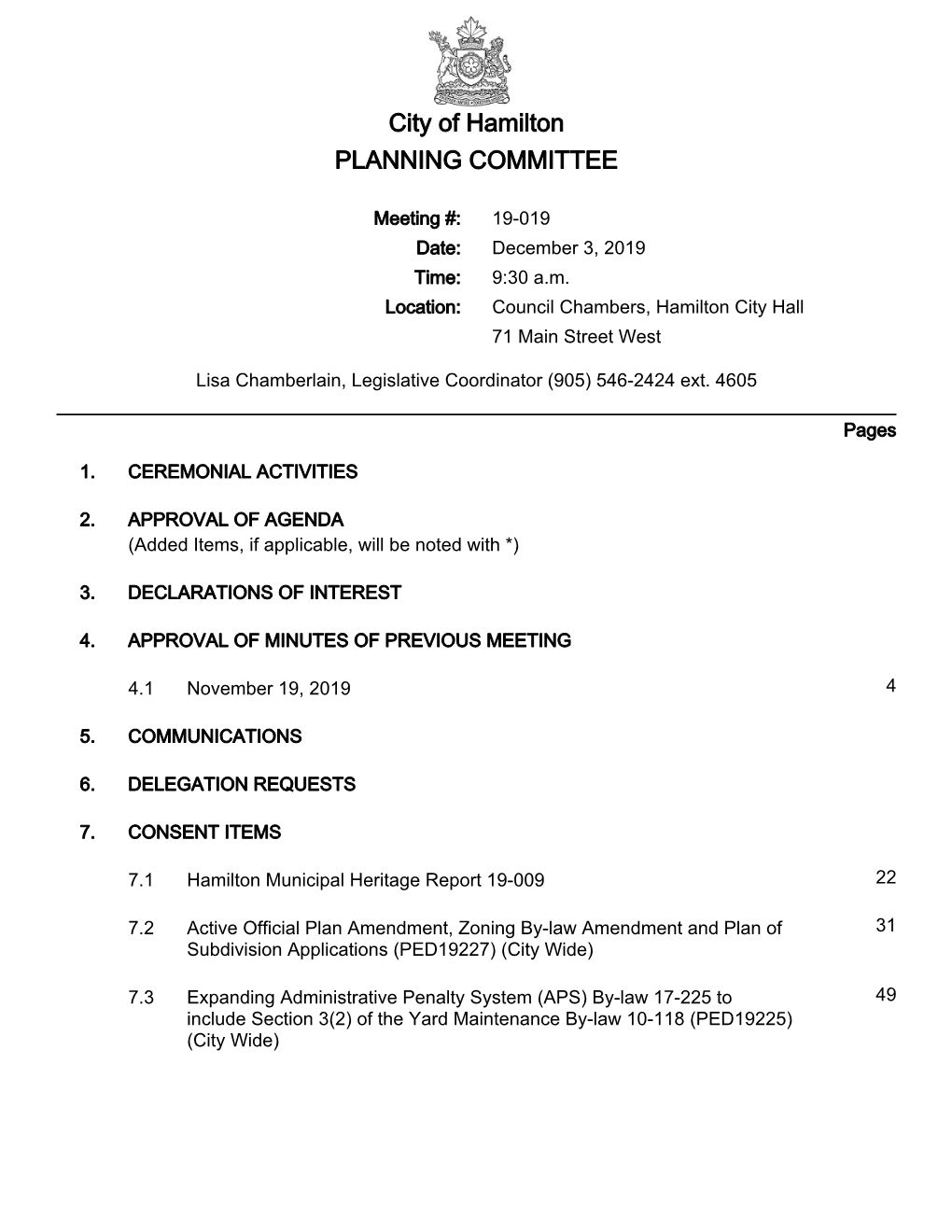 Planning Committee Agenda Package