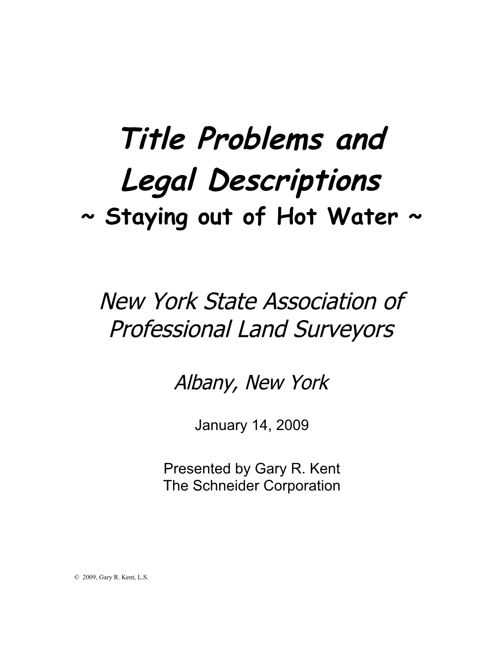 Title Problems and Legal Descriptions