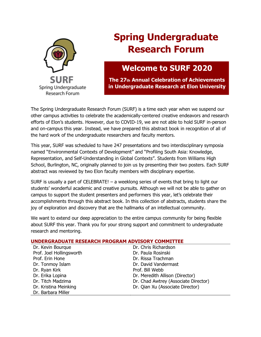 Spring Undergraduate Research Forum