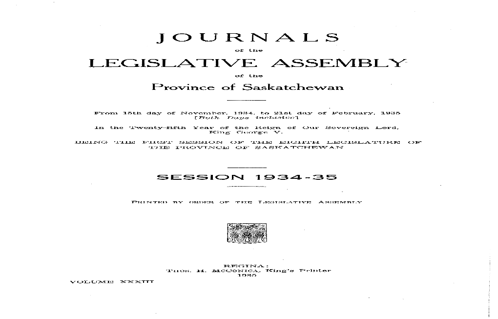 Journals Legislative Assembly