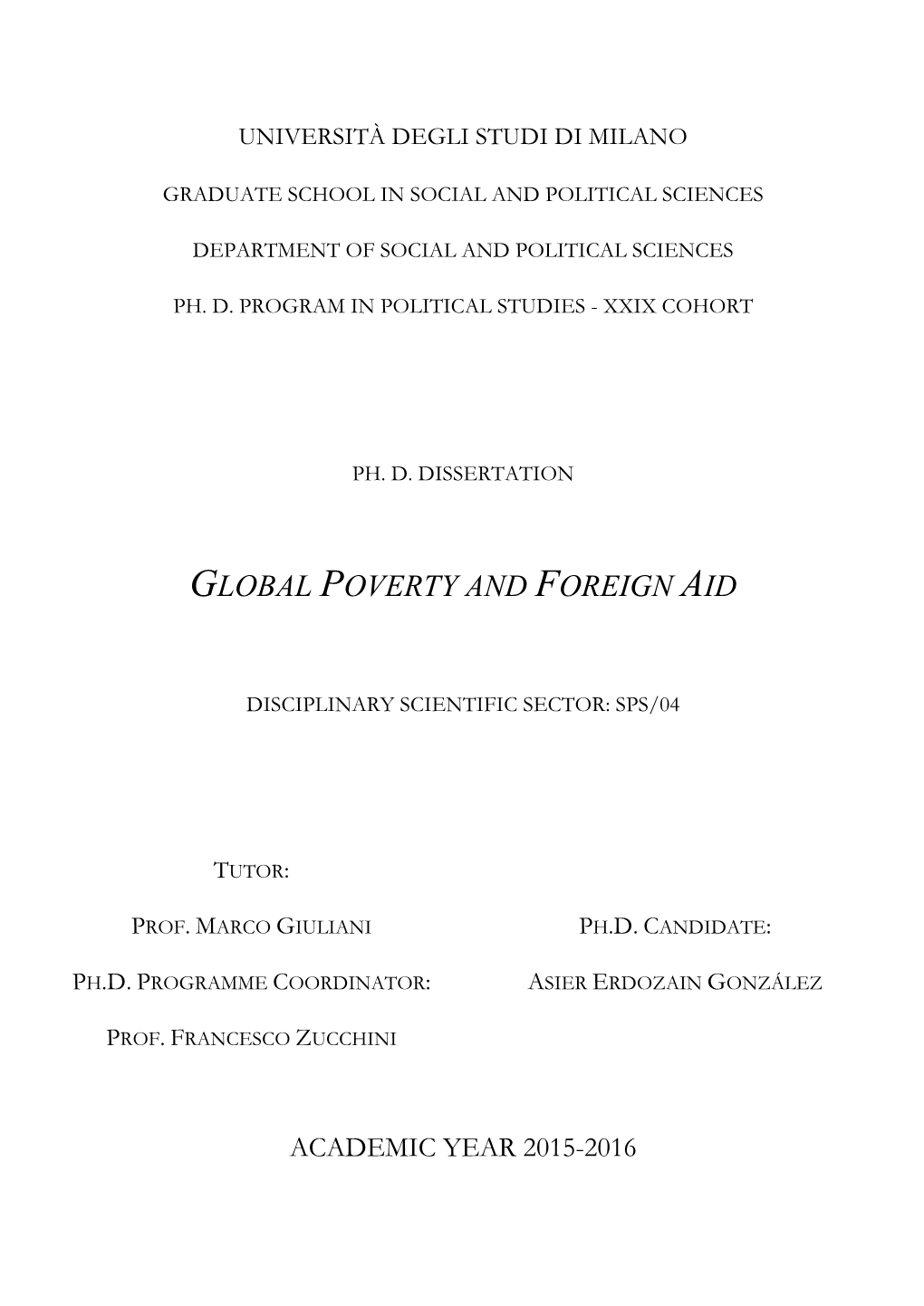 Global Poverty and Foreign Aid