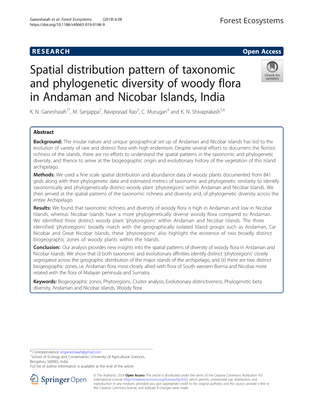 Spatial Distribution Pattern of Taxonomic and Phylogenetic Diversity of Woody Flora in Andaman and Nicobar Islands, India K