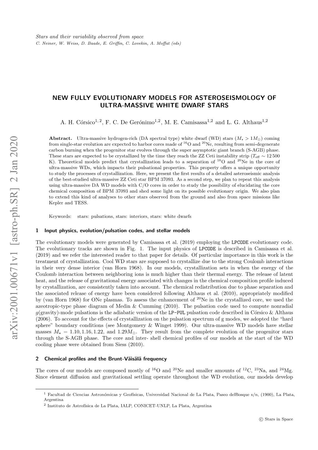 Arxiv:2001.00671V1 [Astro-Ph.SR] 2 Jan 2020 Through the S-AGB Phase