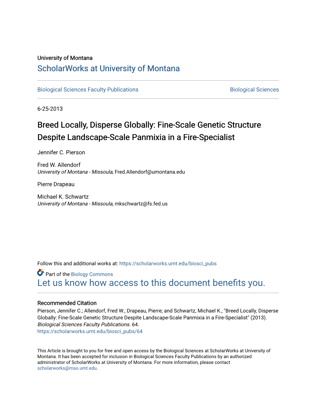 Fine-Scale Genetic Structure Despite Landscape-Scale Panmixia in a Fire-Specialist