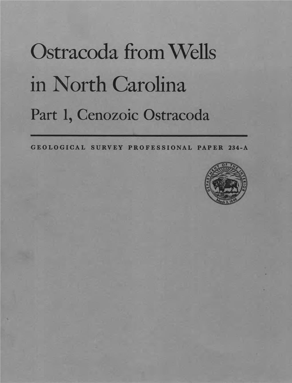 Ostracoda from Wells in North Carolina Part 1, Cenozoic Ostracoda