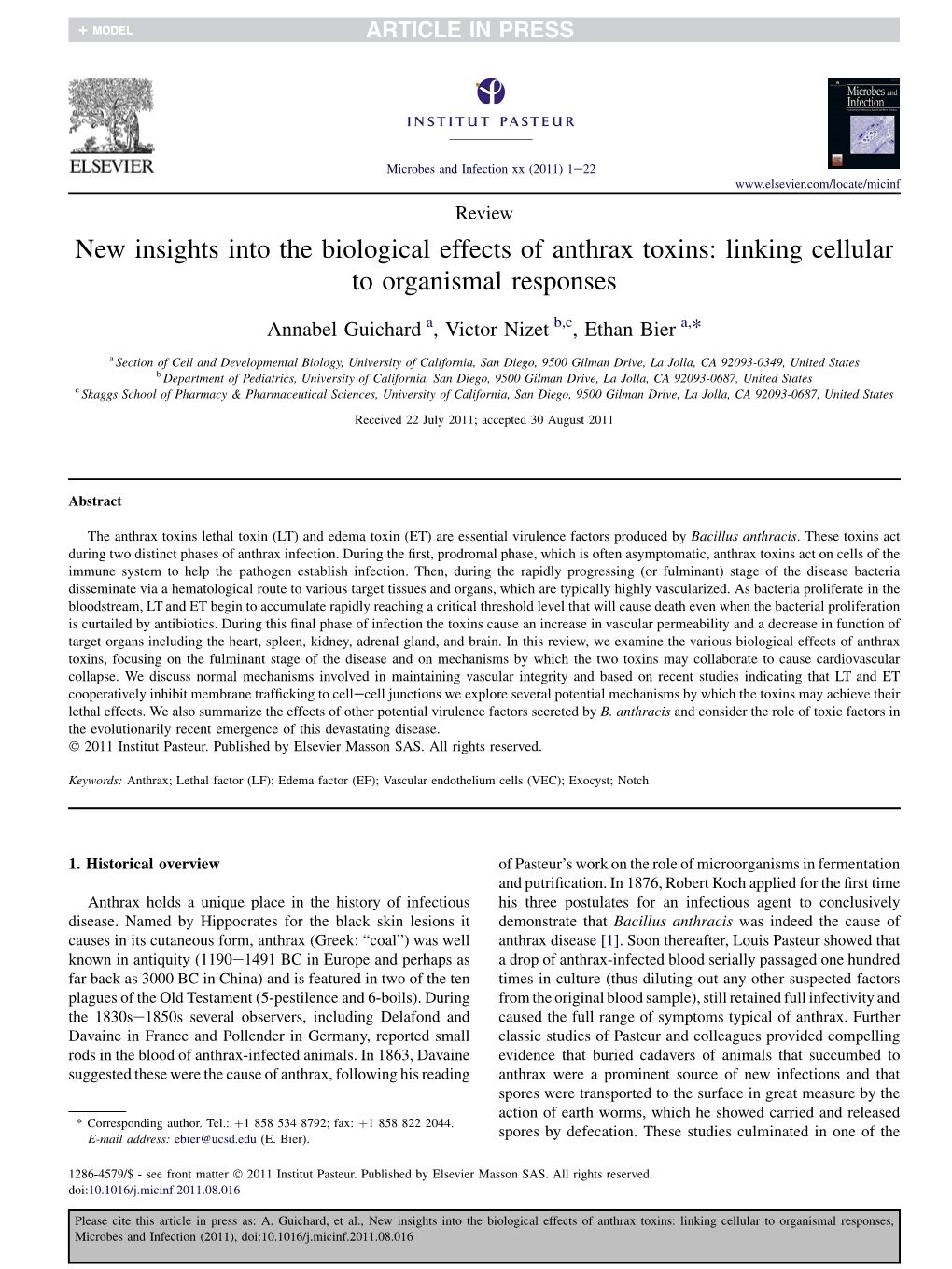 New Insights Into the Biological Effects of Anthrax Toxins: Linking Cellular to Organismal Responses