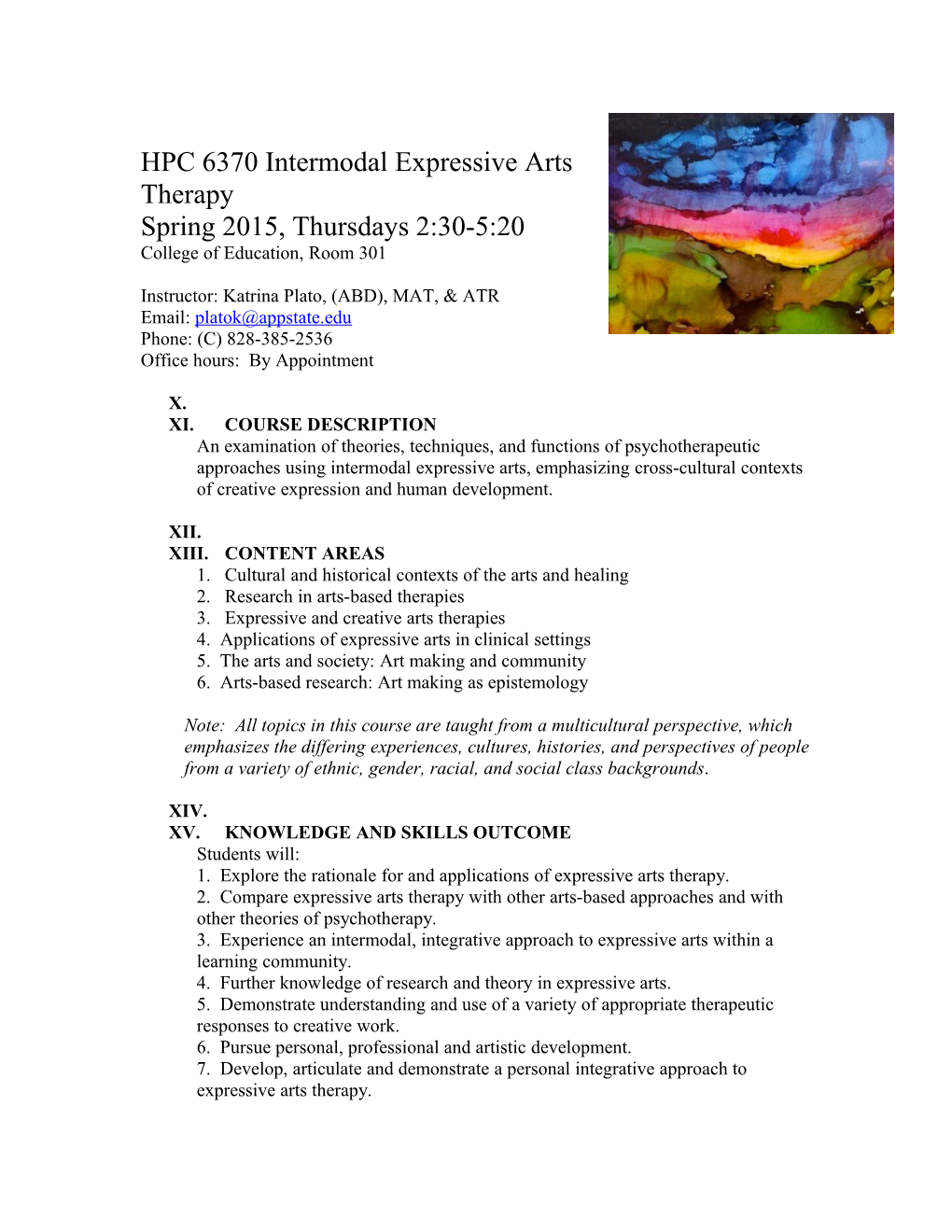 HPC 6370 Intermodal Expressive Arts Therapy