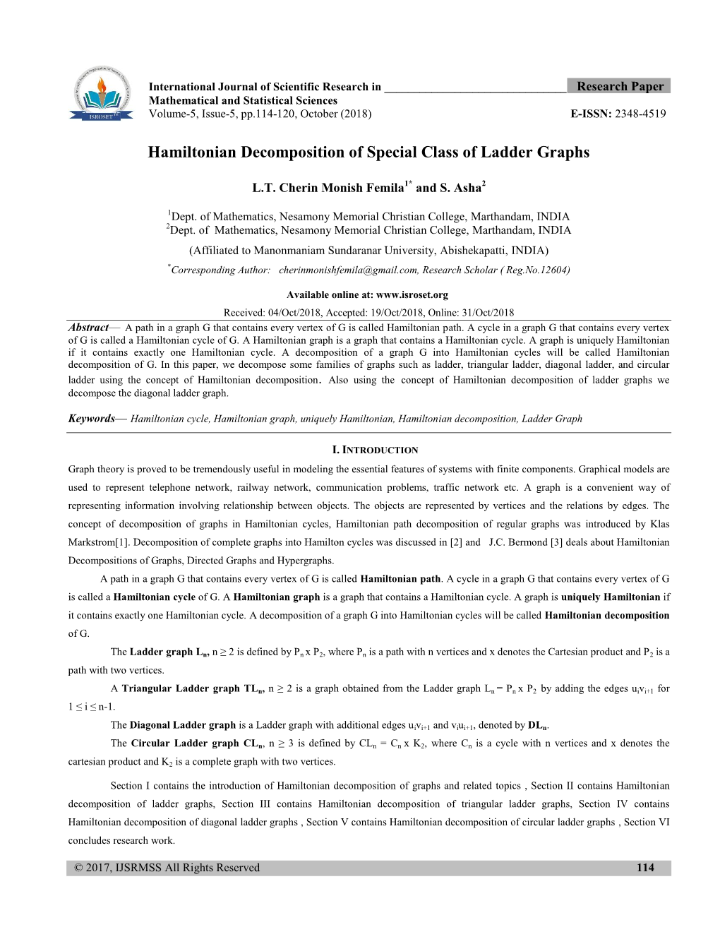 Hamiltonian Decomposition of Special Class of Ladder Graphs