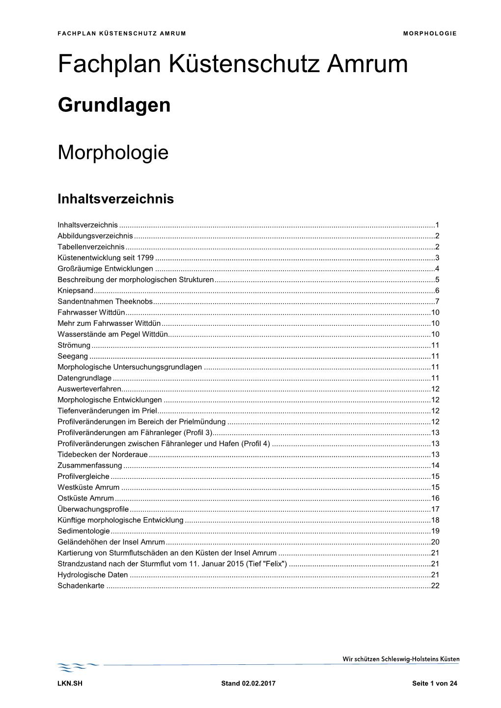 FACHPLAN KÜSTENSCHUTZ AMRUM MORPHOLOGIE Fachplan Küstenschutz Amrum