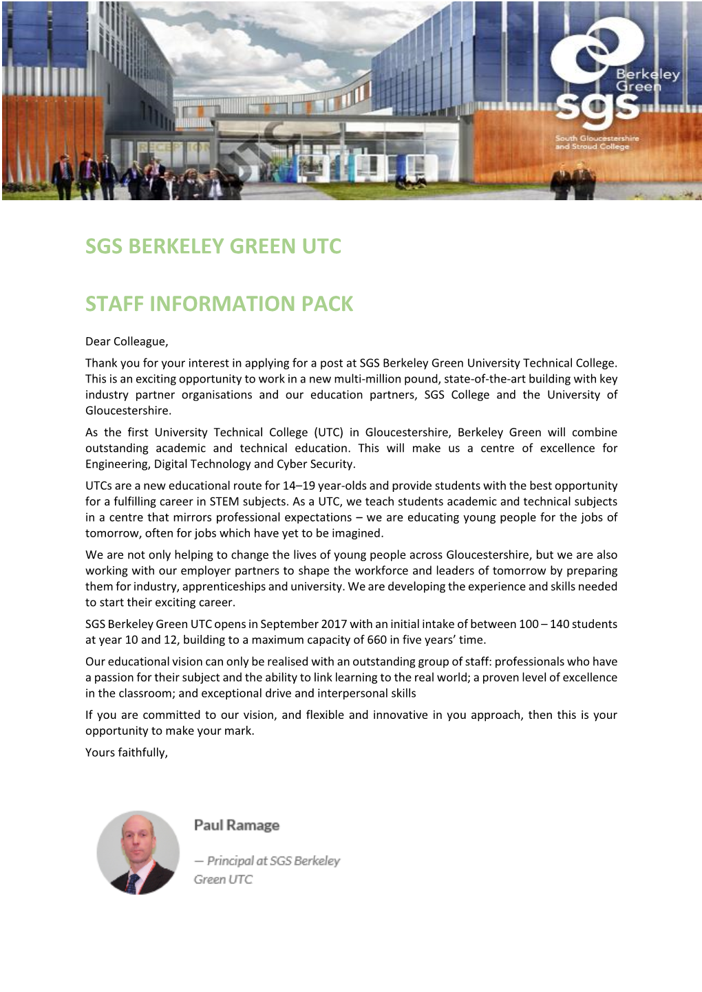 Sgs Berkeley Green Utc Staff Information Pack