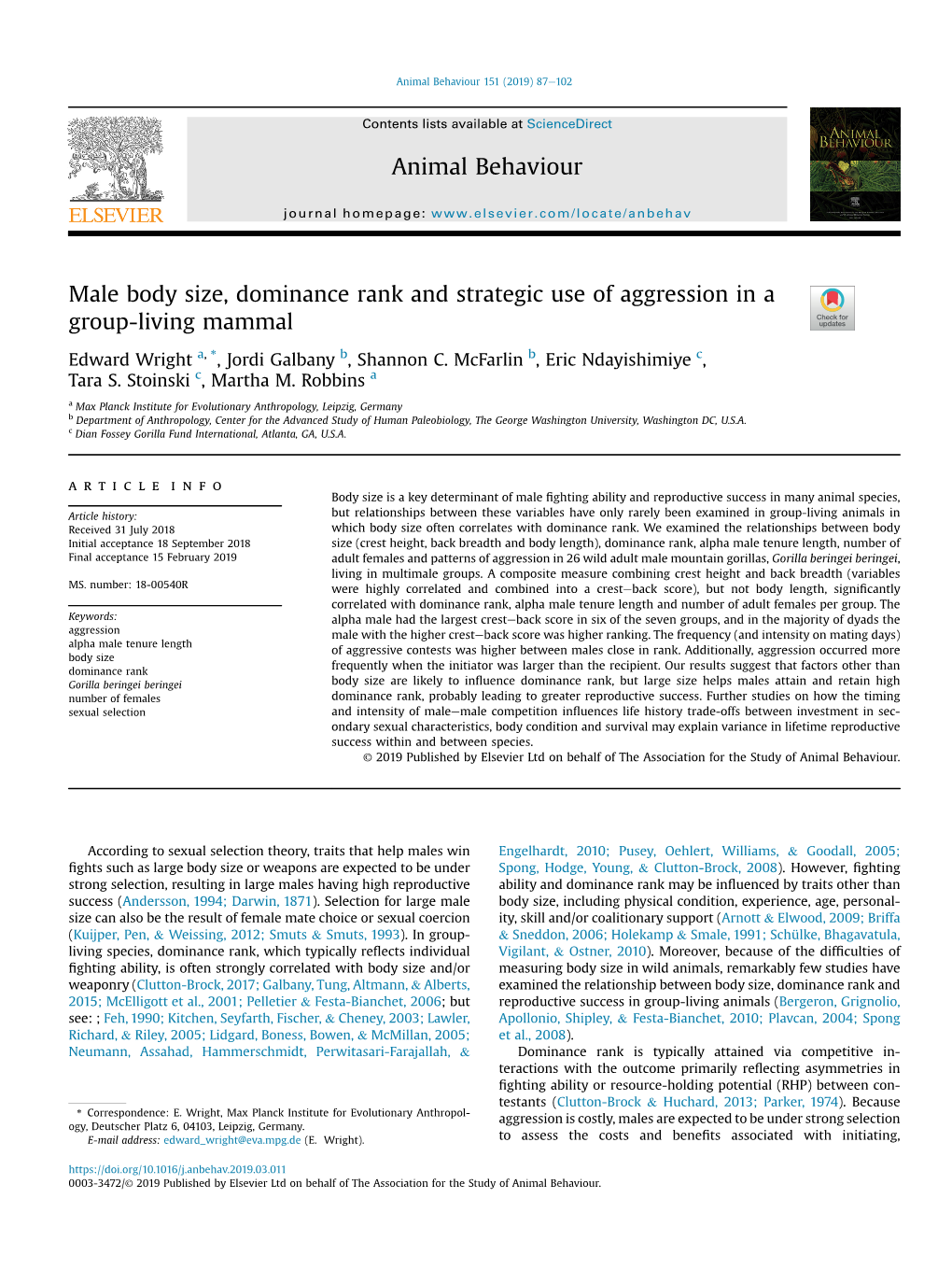 Male Body Size, Dominance Rank and Strategic Use of Aggression in a Group-Living Mammal