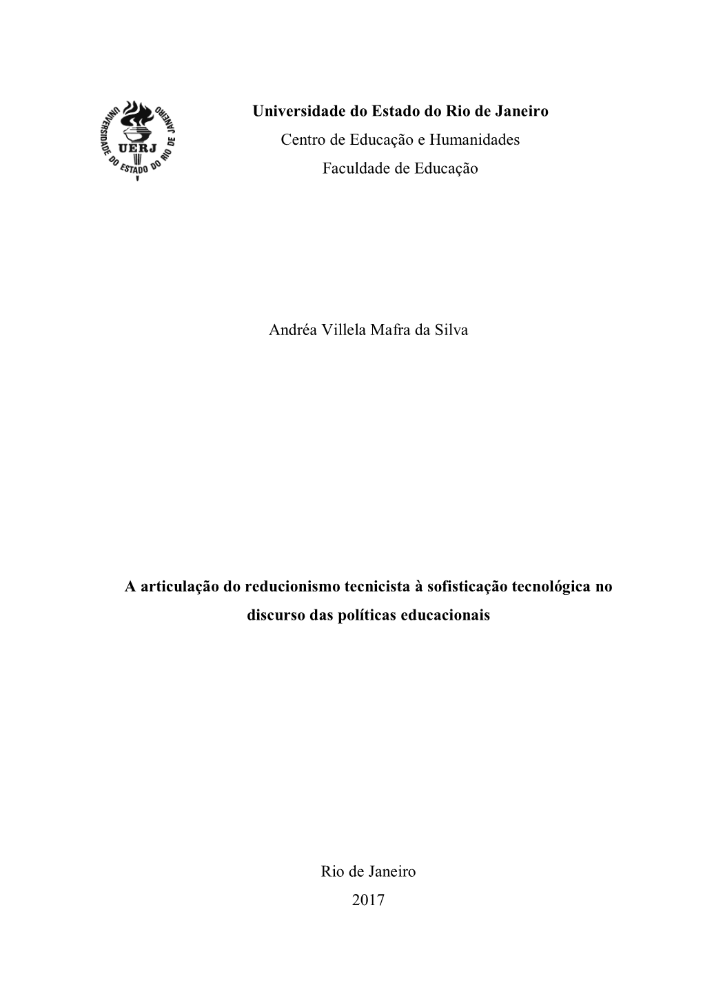 Universidade Do Estado Do Rio De Janeiro Centro De Educação E Humanidades