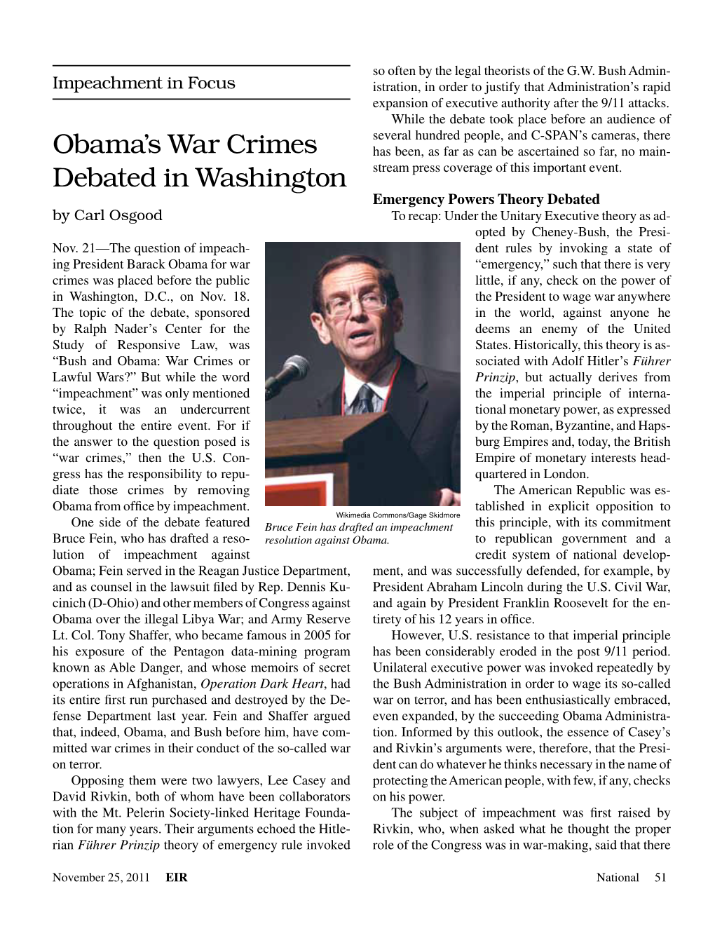 Obama's War Crimes Debated in Washington