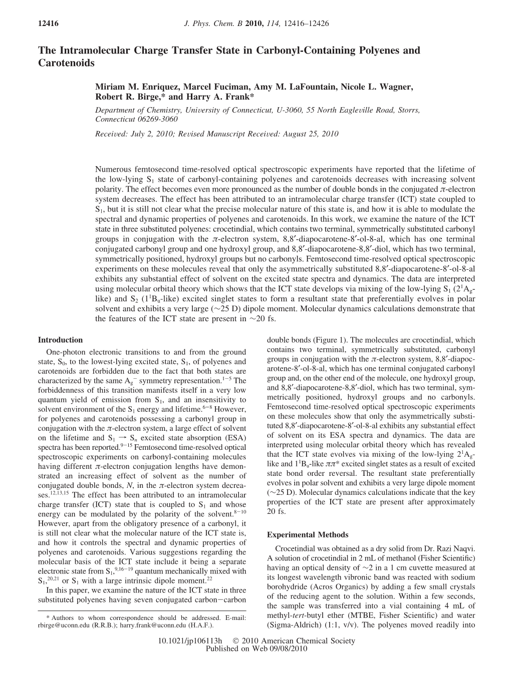 The Intramolecular Charge Transfer State in Carbonyl-Containing Polyenes and Carotenoids