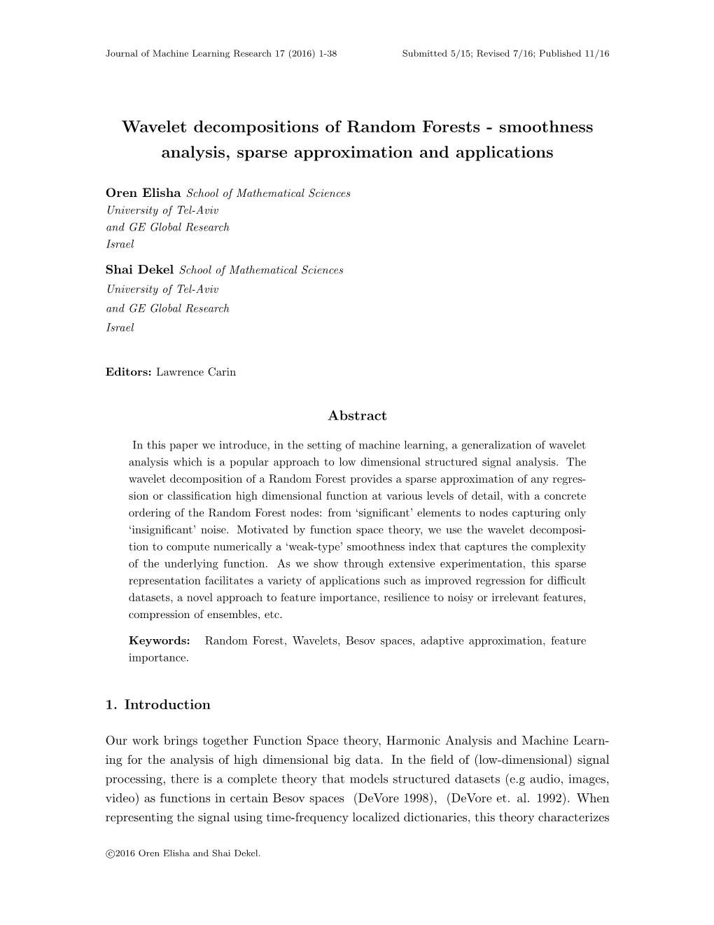 Wavelet Decompositions of Random Forests - Smoothness Analysis, Sparse Approximation and Applications