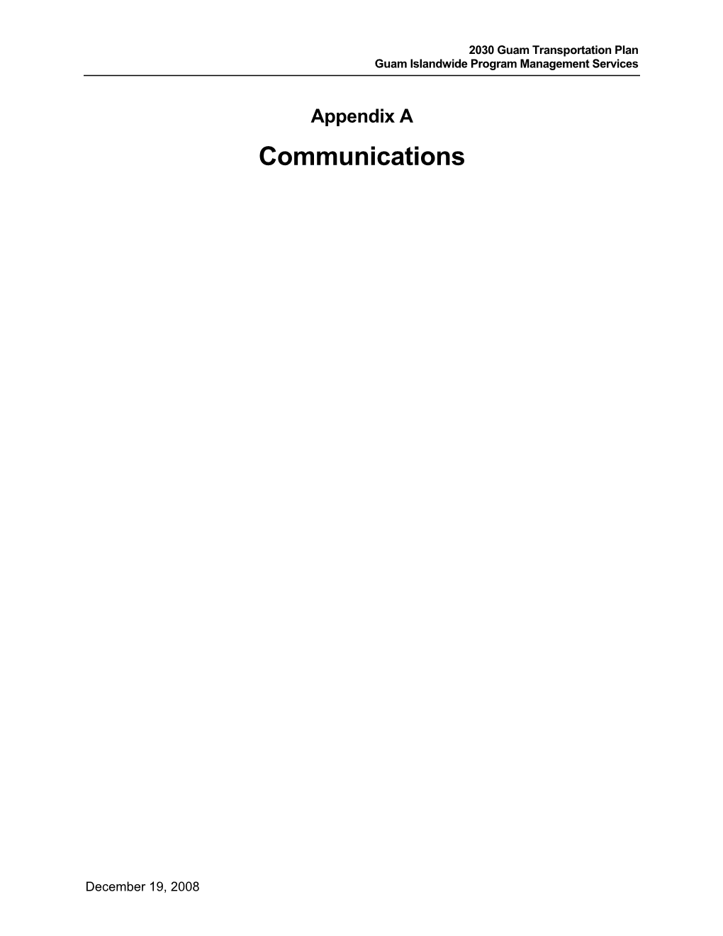 Appendix a Communications