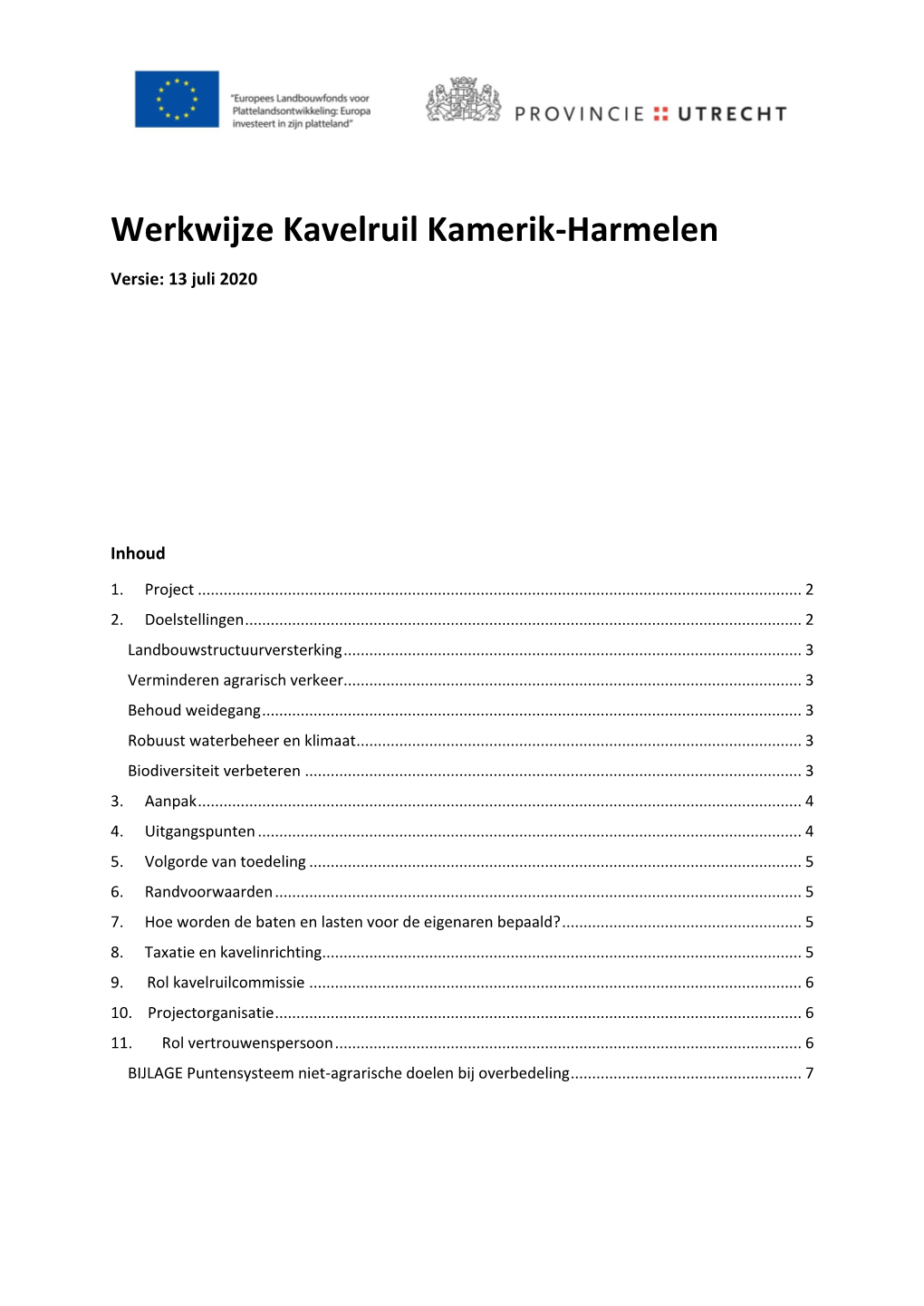 Werkwijze Kavelruil Kamerik-Harmelen