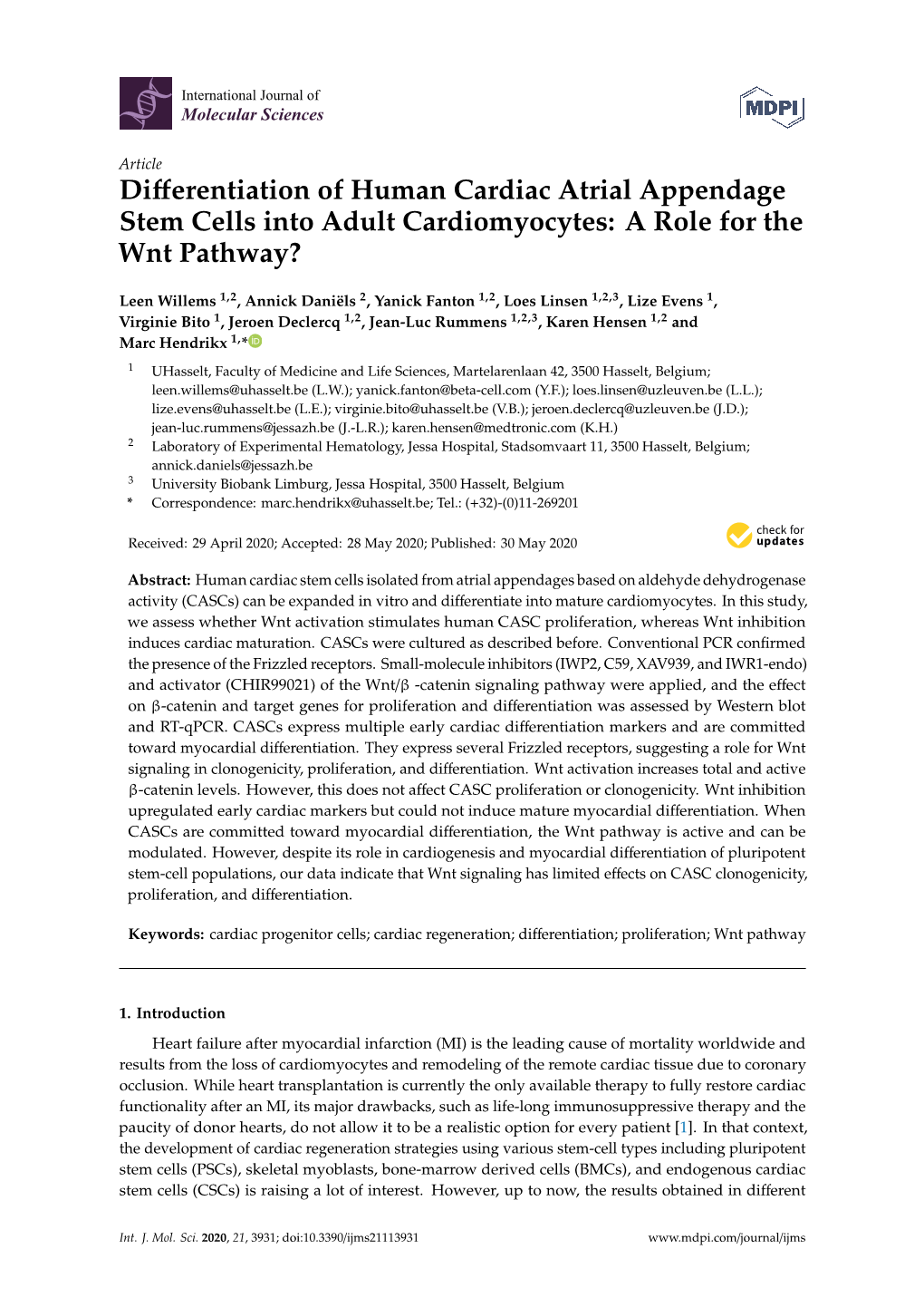 Differentiation of Human Cardiac Atrial Appendage Stem Cells Into Adult