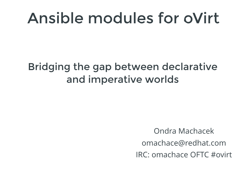 Ansible Modules for Ovirt