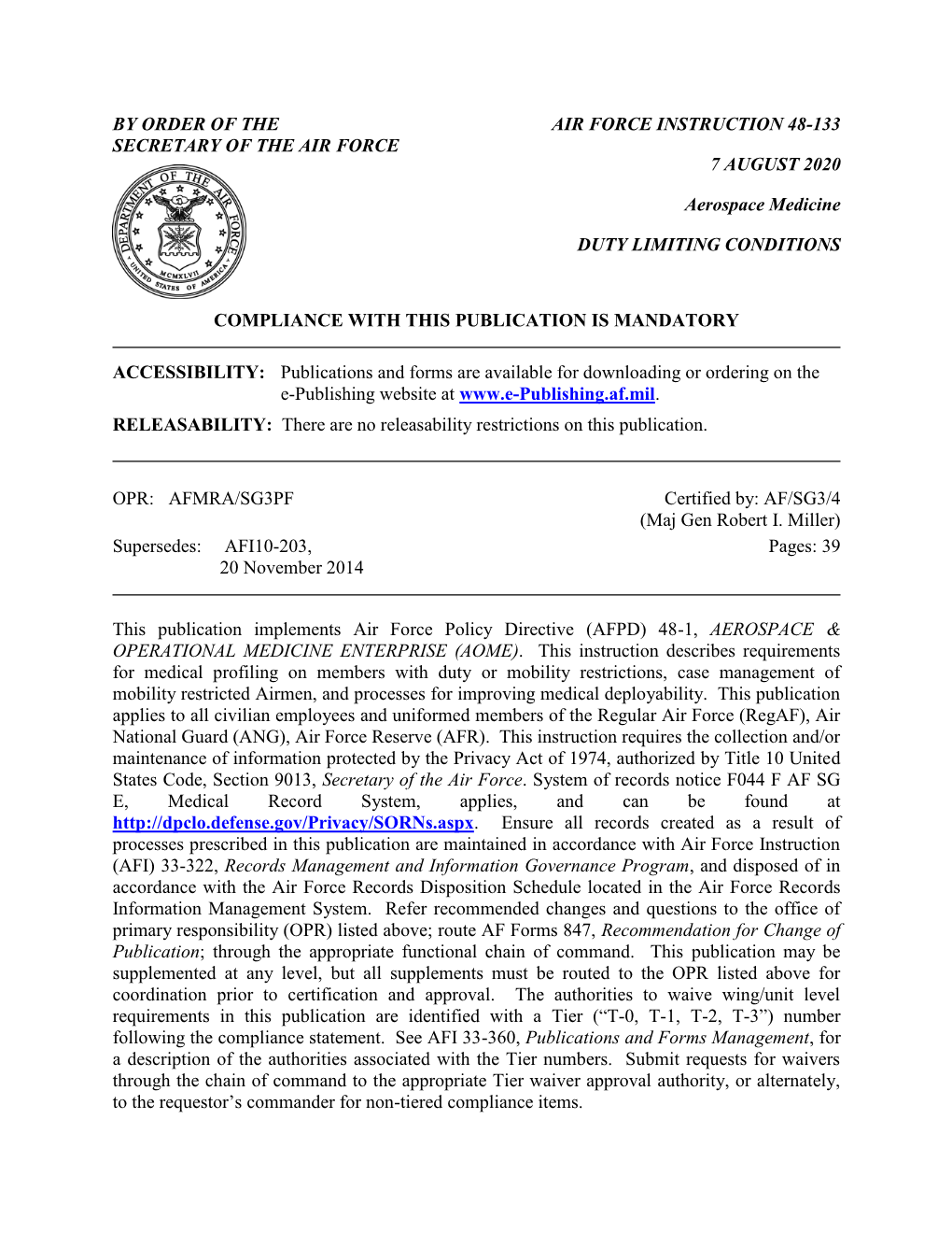 Duty Limiting Conditions