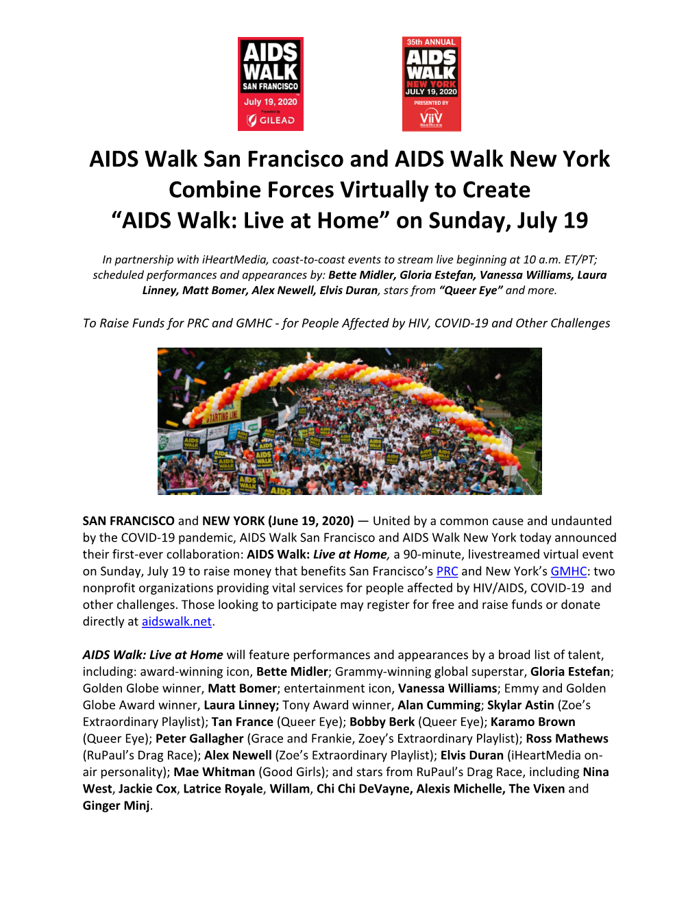 AIDS Walk: Live at Home” on Sunday, July 19