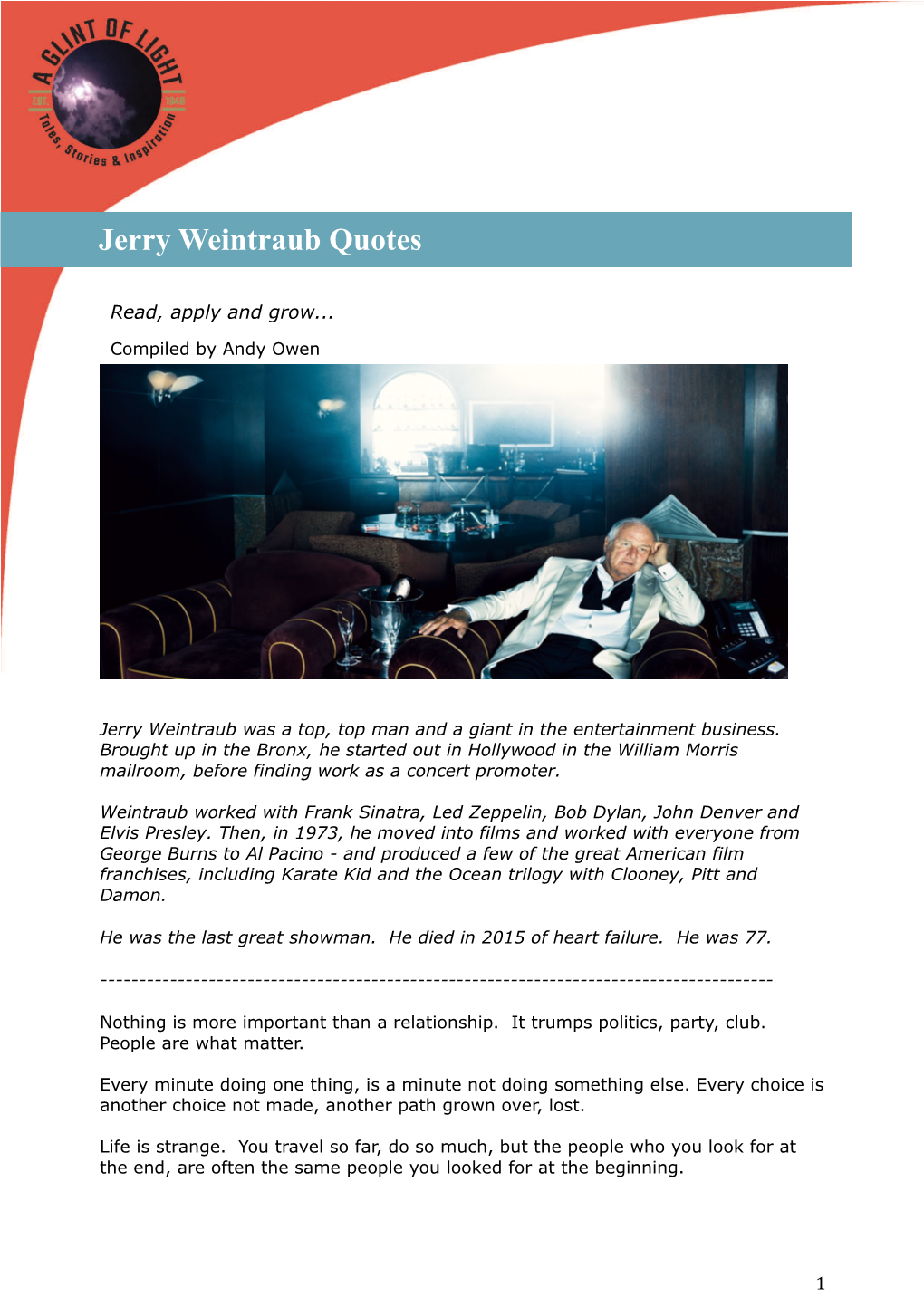 Jerry Weintraub Quotes