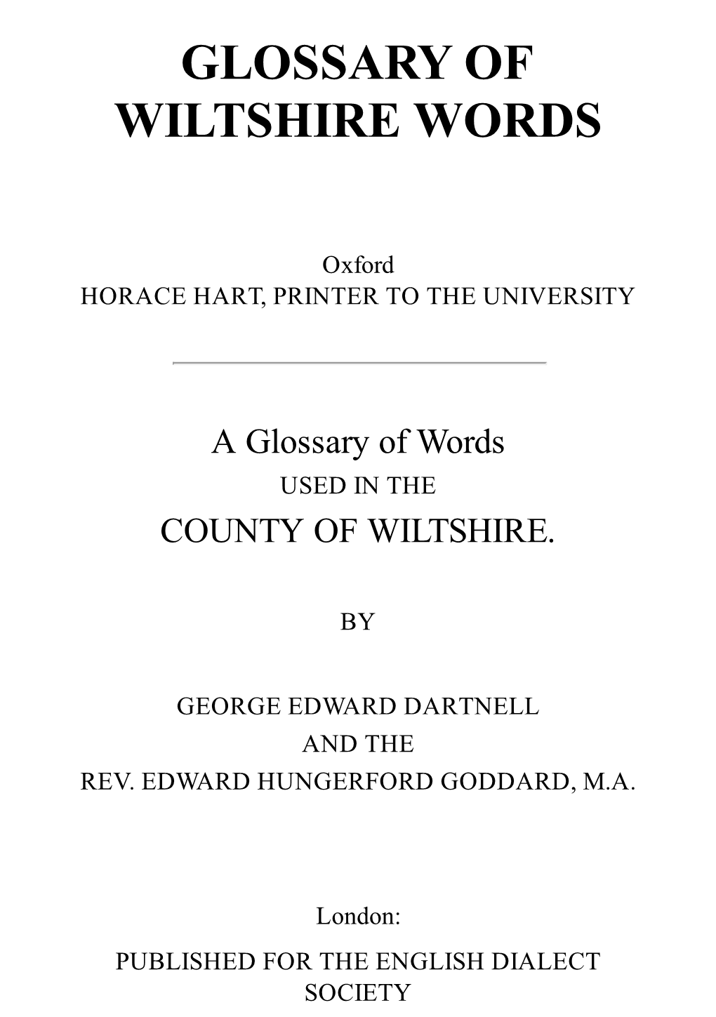 Glossary of Wiltshire Words