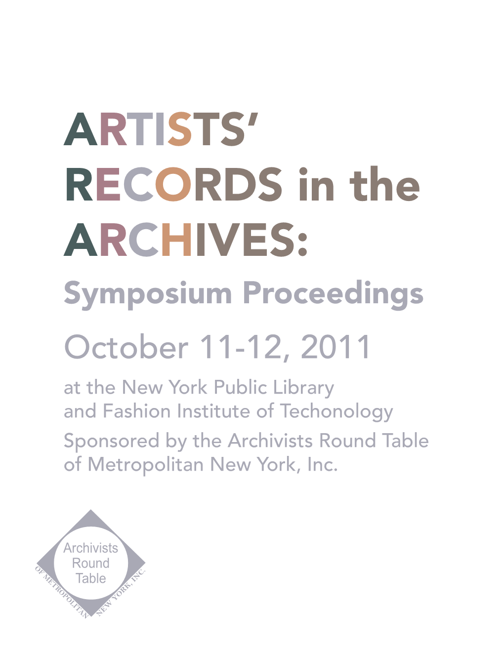 ARTISTS' RECORDS in the ARCHIVES