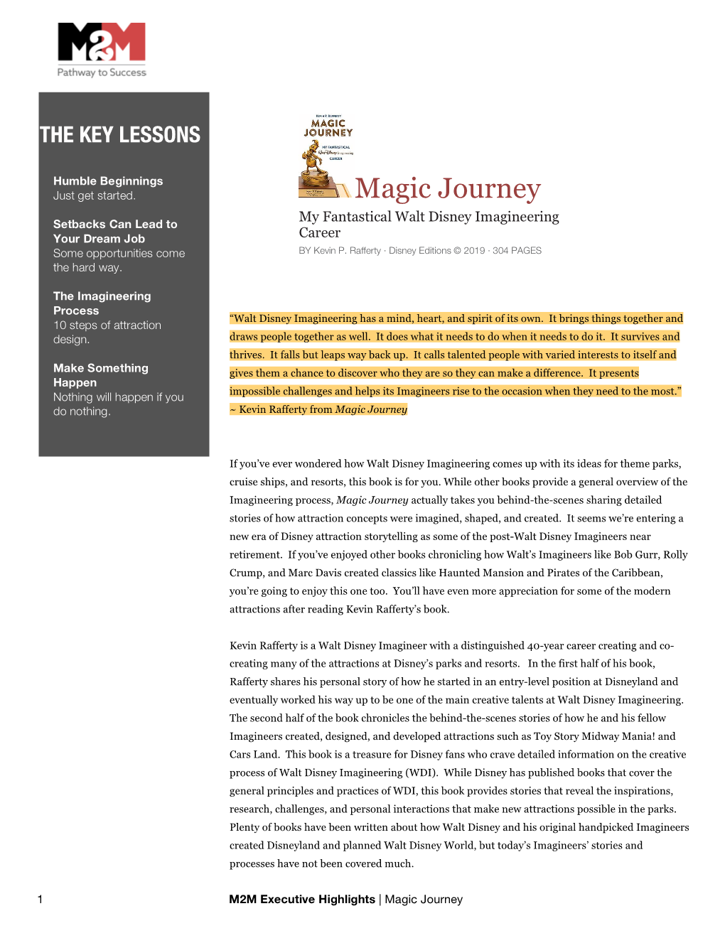 Magic Journey My Fantastical Walt Disney Imagineering Setbacks Can Lead to Your Dream Job Career Some Opportunities Come by Kevin P