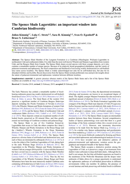 The Spence Shale Lagerstätte: an Important Window Into Cambrian Biodiversity