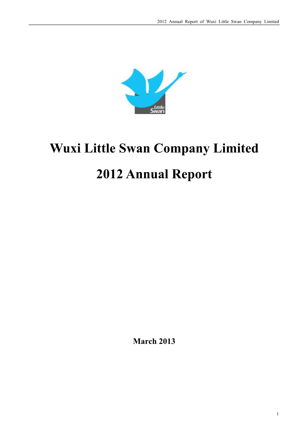 Wuxi Little Swan Company Limited 2012 Annual Report
