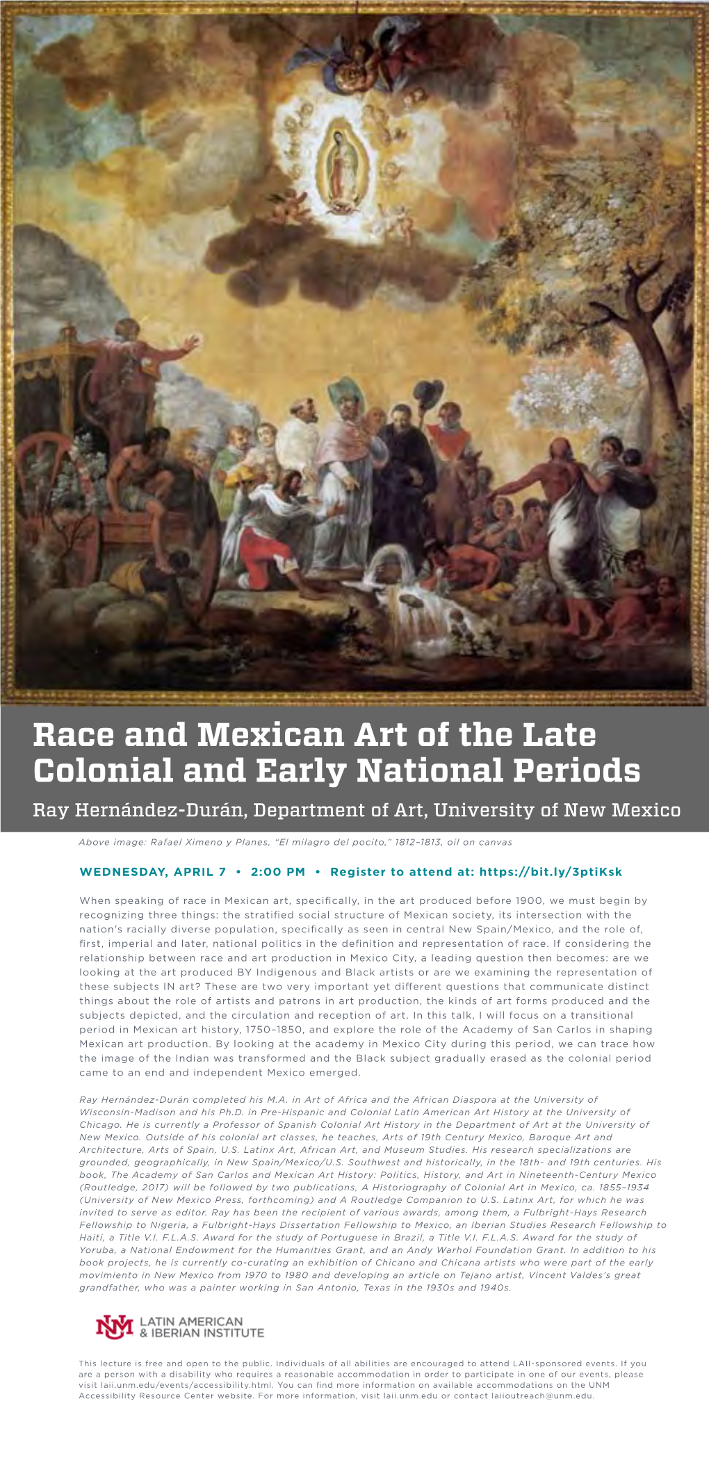 Race and Mexican Art of the Late Colonial and Early National Periods Ray Hernández-Durán, Department of Art, University of New Mexico