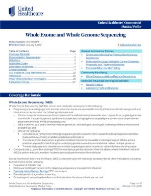 Whole Exome and Whole Genome Sequencing